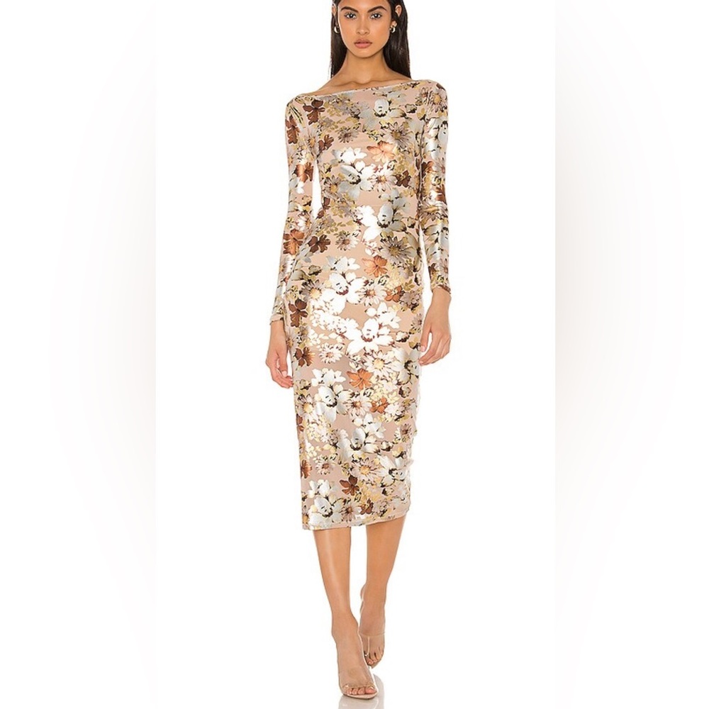 NBD Jurnee Midi Dress in Nude Floral